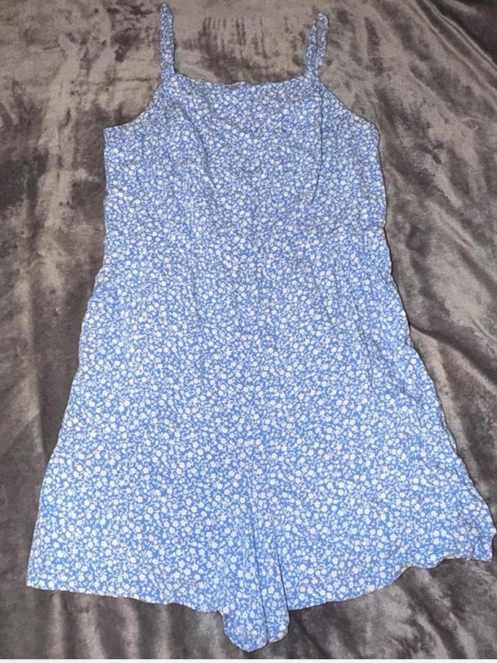 Blue Floral Spaghetti-Strap Romper